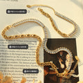 S-Link Chain Baguette Zircon Necklace And Bracelet Set view 2