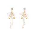 Oversized Pearl Look Bow Long Chain Tassel Earrings view 5