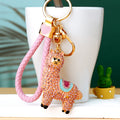 Jeweled Alpaca Keychains in Three Colors with Braided and Plain Loops view 1