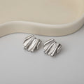 Gold and Silver Folded Fan Sculptural Stud Earrings view 4