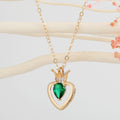 Gold Tone Crown Heart Crystal Pendant Necklaces in Two Colors view 2