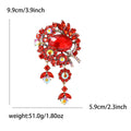 Large Crystal Floral Cluster Brooch With Two Dangling Drops view 8