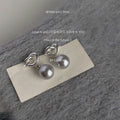 Silver Tone Knot Pearl Like Stud Earrings In White And Gray view 4