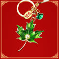 Enamel Maple Leaf Keychains with Pearl Accents in Two Colors plus Assorted view 1