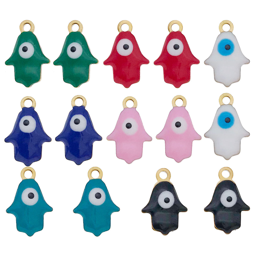 Enamel Stainless Steel Evil Eye Hand Charm Pendant for DIY Earrings and Necklace Jewelry
