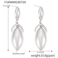 Geometric Leaf Drop Earrings Stainless Steel Gold Steel Tones view 7