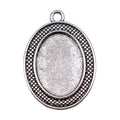 Dotted Border Oval Pendant Settings for Jewelry Making view 1