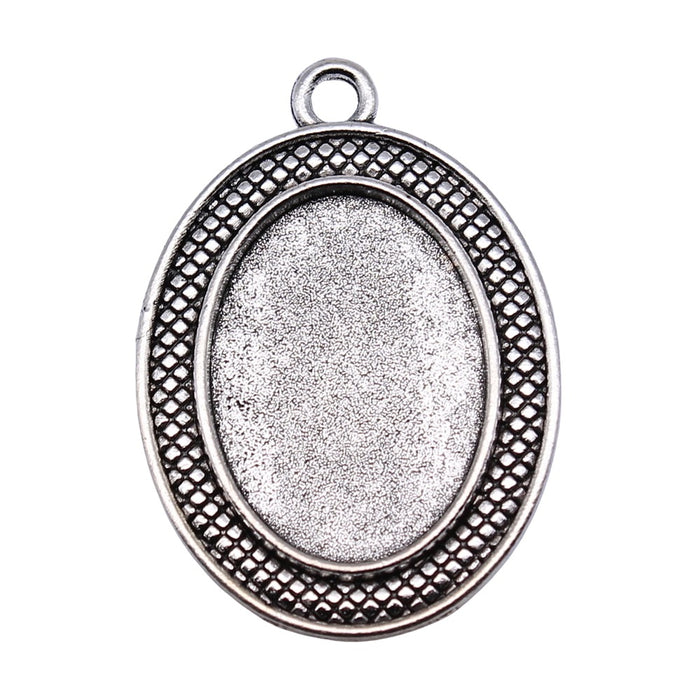 Dotted Border Oval Pendant Settings for Jewelry Making