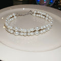 Layered Pearl and Crystal Cross Pendant Necklaces Jewelry Accessory view 7