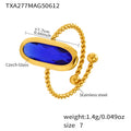 Gold Twisted Open Ring Oval Czech Glass Stone Colors view 10