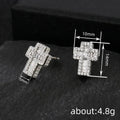 Gold and Silver Tone Geometric Cross Stud Earrings view 4
