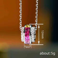 Multicolor Baguette Channel Wheel Pendant Necklace In Silver Tone view 4