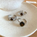 Brown Cabochon Open Ring Sets Gold Silver Three Piece view 7