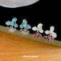 Pastel Flower and Pearl Drop Stud Earrings in Two Colors view 2