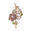 Crystal Rose Bouquet Brooch in Pink or Purple Jewel Tones view 5