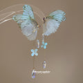 Pink And Green Butterfly Floral Tassel Stud Earrings view 4