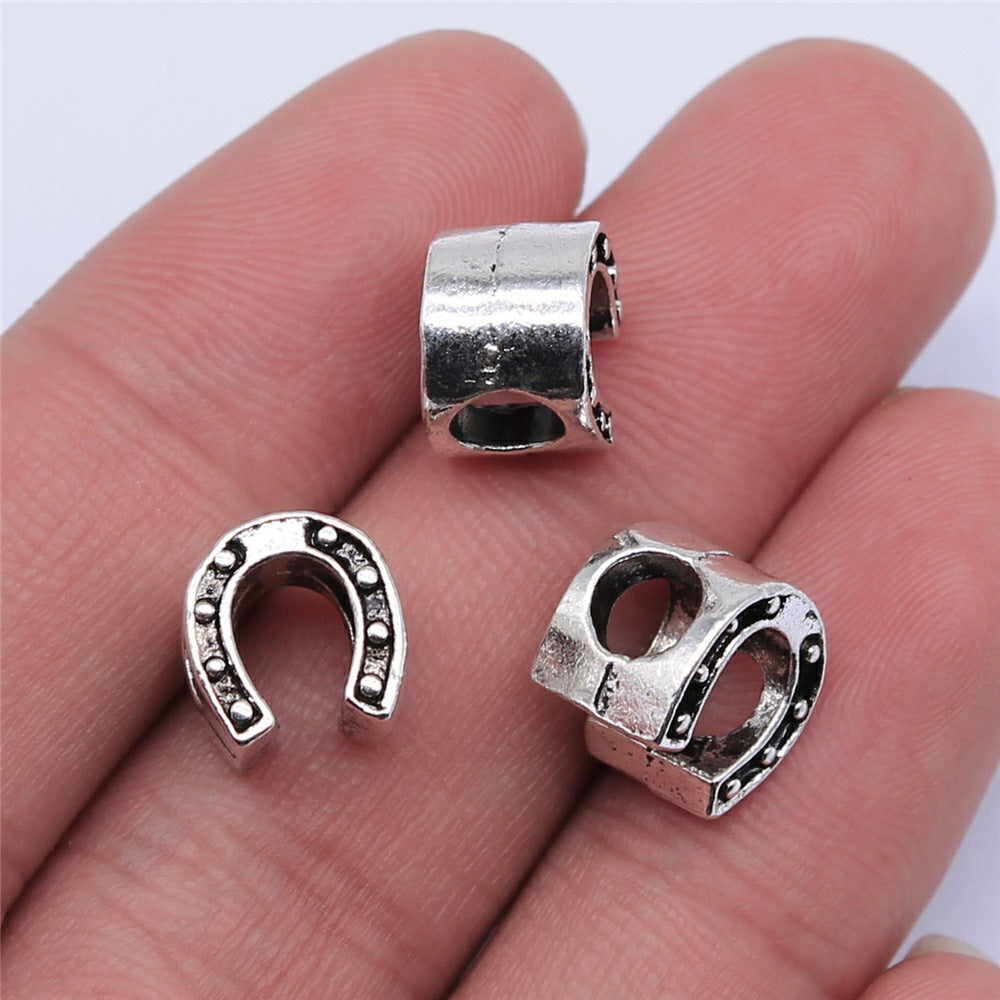 10x9mm 2.1g Antique Silver Zinc Alloy Horseshoe Large Hole Beads for Bracelet DIY Jewelry Making