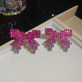 Crystal Bow Statement Stud Earrings in Five Colors view 6