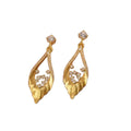 Gold Tone Openwork Leaf Crystal Drop Earrings Jewelry view 5