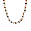 Disc Bead Necklace White Black Tiger Eye Amber Gold Accents view 5