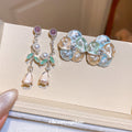 Floral and Lily of the Valley Drop Stud Earrings Two Styles view 2