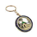 Gold-Tone Mosque Keychain With Colored Border And Clear Stones view 5