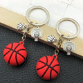 Red Basketball PVC Keychain with Hoop and Ball Charms view 2