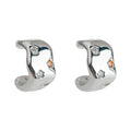 Silver Chunky C Hoop Earrings Multicolor Star CZ Insets view 5