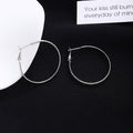 Silver Tone Extra Large Thin Minimalist Round Hoop Earrings view 3