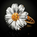 Silver And Gold Tone Daisy Flower Statement Ring Statement Jewelry view 1