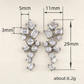 Silver Tone Geometric Crystal Cluster Drop Earrings view 5