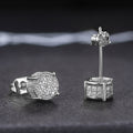 Cube-Shaped Pave Stud Earrings In Four Metal Finishes view 6