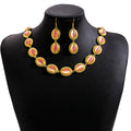 Gold Necklace Earring Sets Flower Oval Heart Three view 7