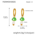 Gold Hoop Resin Polka Dot Mushroom Drop Earrings Five Colors view 9