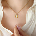 Oval Pendant Necklace Mother Of Pearl Shell Inlay Metal view 6