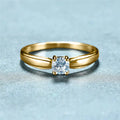 Petite Round Solitaire Split-Band Ring In Gold And Silver Tones view 6