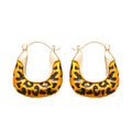 Gold Tone Leopard Print Wide Huggie Earrings Jewelry view 5