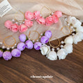 Fabric Flower Hoop Earrings in Four Soft Colorways view 3
