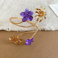 Gold Spiral Flower Arm Cuff Open Bangles Five Colors view 10