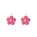 Ten Color Woven Five Petal Flower Long Hook Earrings view 12