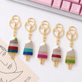 Rhinestone Ice Cream Popsicle Keychain Gold Bag Charm view 1