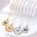 Gold and Silver Tone Geometric Crystal Evil Eye Necklaces view 1