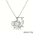 Silver Tone Geometric Circle Faux Pearl Pendant Necklace view 4
