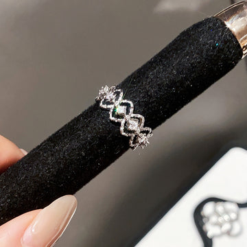 Silver Open CZ Rings Nine Crystal Cluster Style Designs