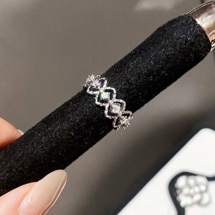 Silver Open CZ Rings Nine Crystal Cluster Style Designs