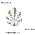Art Deco Fan Shell Brooch Large Rivoli Rhinestone Pin view 7