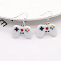 Silver Tone Colorful Game Controller Resin Hook Earrings view 6