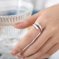 Solid Open Asymmetric Overlap Wrap Band Ring Metal view 7