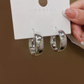 Gold and Silver Puffy Double Band Wide Hoop Earrings view 3