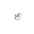 Silver Blue Cat Eye Look Heart Adjustable Open Ring view 5